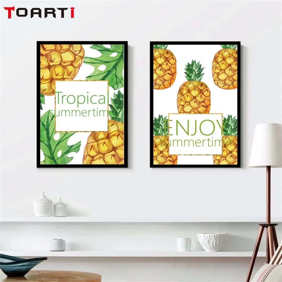  Yellow Pineapple Prints And Posters Modern Canvas Painting Happy  Summer Time Quotes Wall Picture For Living Bedroom Home Deco (3)