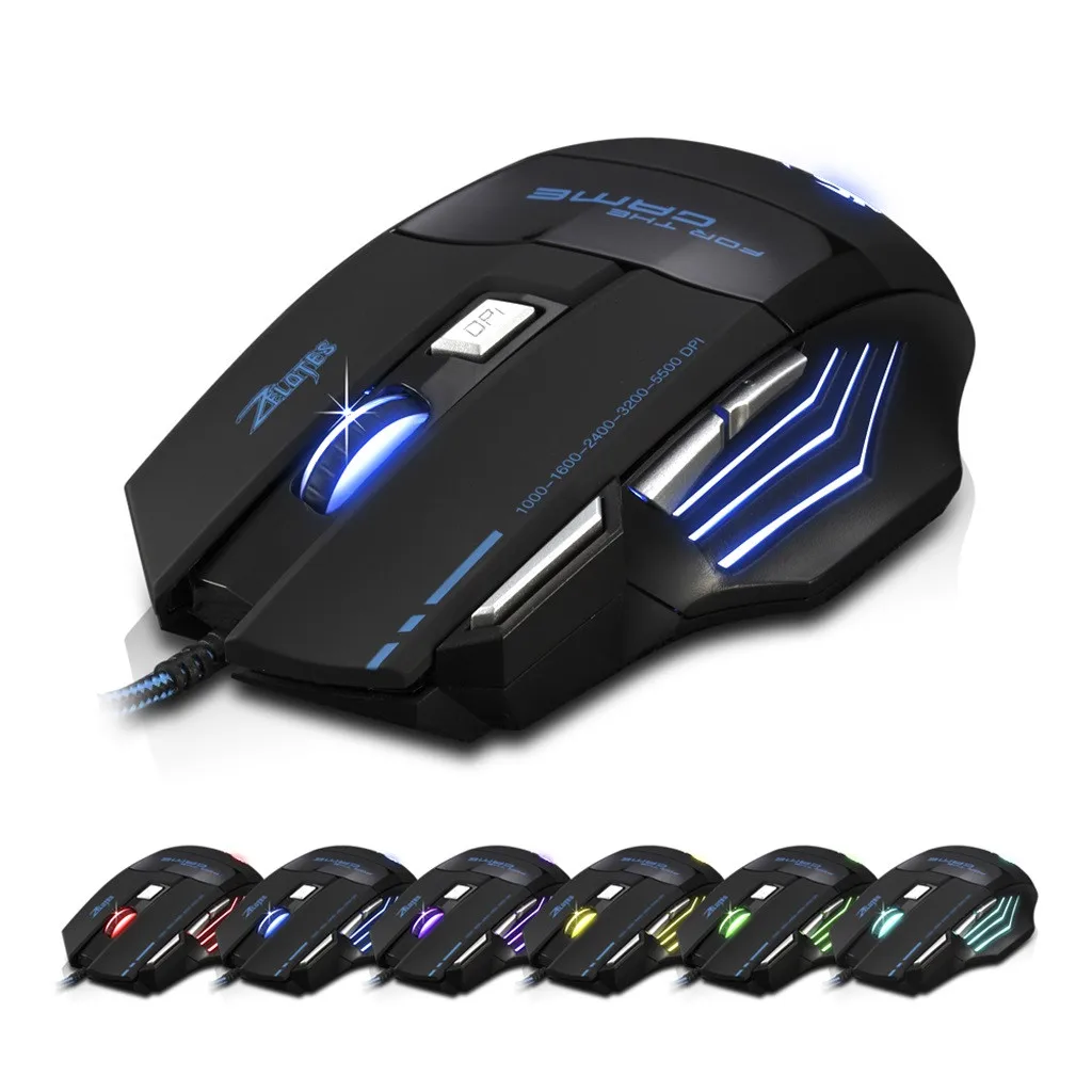 

VOBERRY New Version Of Adjustable 5500 DPI 7 Button USB LED Cable Game Mouse Macro Programming Ergonomics Design
