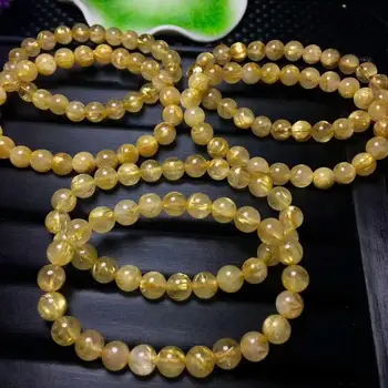 

Natural Crystal Beads Bracelet Gold Titanium Rutilated AAA 8-7.5mm