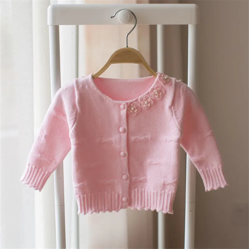 Kids Girls Cardigans Floral Appliques High Quality Sweater For Girl