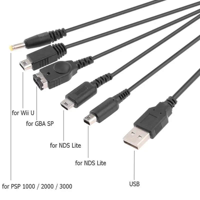 ALLOYSEED 5 в 1 USB Игровые колодки зарядное устройство зарядный кабель 1,2 м Шнуры Провода для Kind NEW 3DS XL NDSLite NDSI LL WII U GBA psp геймпад