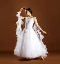 Ballroom Competiton Dance Dress Standard Waltz Tango Dancing Wear Lady’s Cheap White Ballroom Dance Dresses