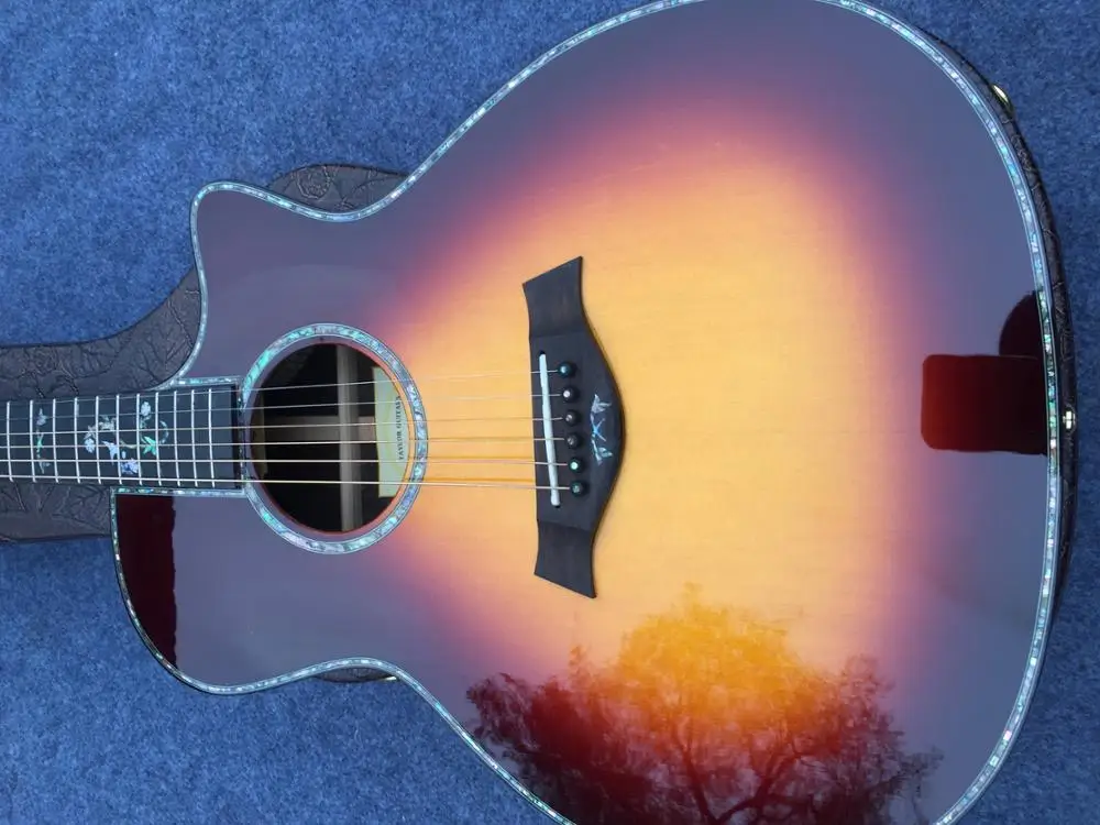 

Sunset Cutaway 916 acoustic guitar,Solid spruce top,Ebony Fingerboard Guitar,Abalone inlays OEM acoustic Guitar,Free shipping