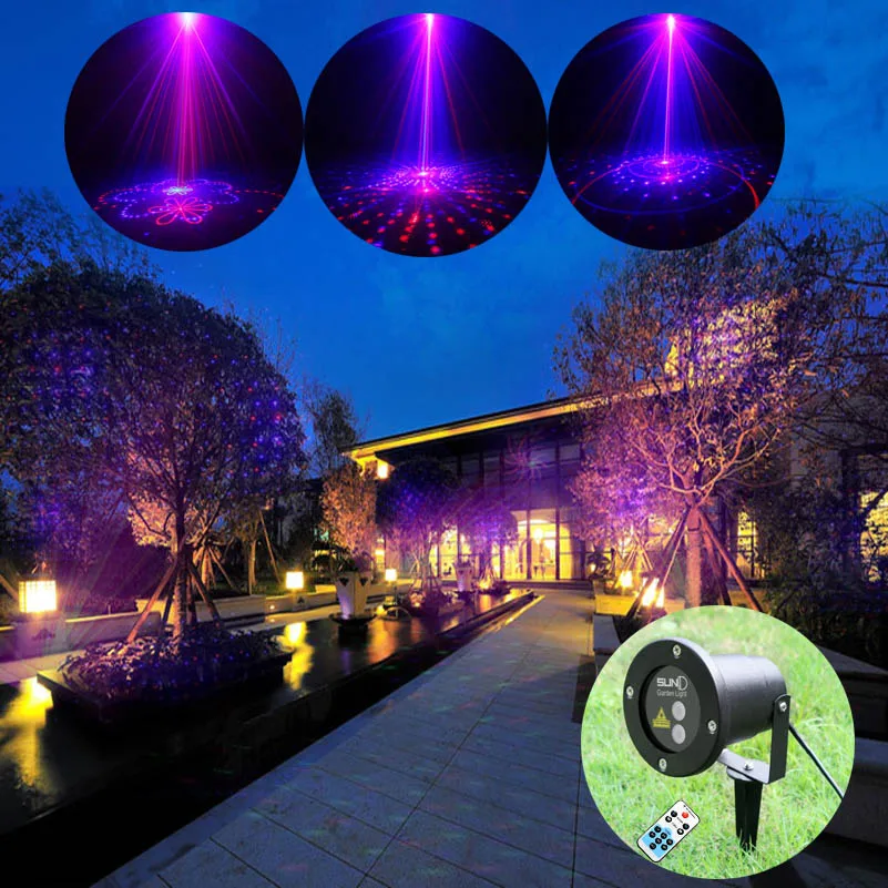 

High Quality 20 Patterns Red Blue Landscape Laser Projector Show Lights For Home Garden Decoration Waterproof Holiday Lighting