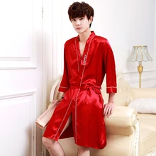 Мужской халат для влюбленных, мягкий, как шелк, удлиненное кимоно, банный халат, мужской халат для мужчин