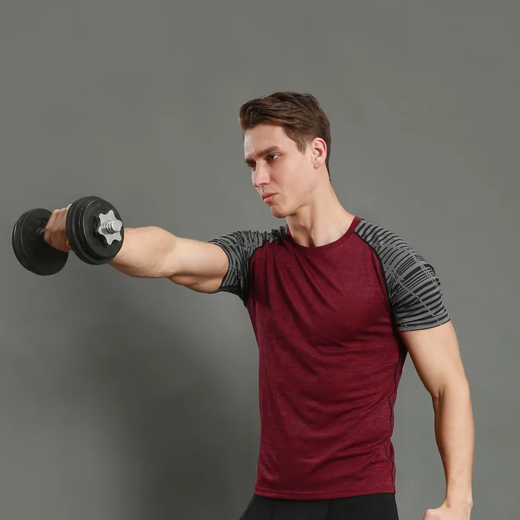 

DZ18473 Workout fitness men long sleeve t shirt men thermal muscle bodybuilding wear compression Elastic Slim exercise clothing