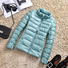 2019 Herfst Winter Jas Ultra-dunne Jas vrouwen Jassen Stand Kraag Lange Mouwen Casual Korte Jassen Slanke Jas plus Size S-4XL(China)