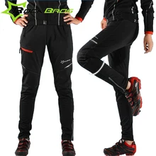RockBros Men Winter Thermal Cycling Pants Mtb Downhill Mounhtain Bike Fleece Pants Bicycles Long Trousers Cycling Clothing Black