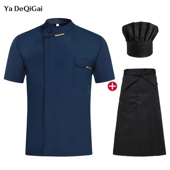

Unisex Chef restaurant uniforms hotel catering shirts bakery Kitchen work clothes summer short sleeve catering coat chef uniform