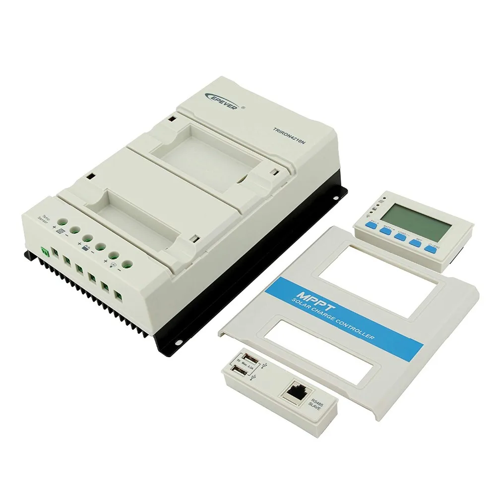 EPever TRIRON 4210N MPPT 40A Solar Regulador 12/24VDC Auto Negative Grounding Modular LCD Solar Panel Controller Dual USB