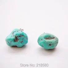 СЕР-001 сырья синий хаулит самородок Пуссеты Серьги серебро или золото