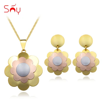 

Sunny Jewelry Fashion Jewelry 2020 Women's Earrings Pendant Necklace Wedding Jewelry Sets Big Flower For Party Daily Wear Gift