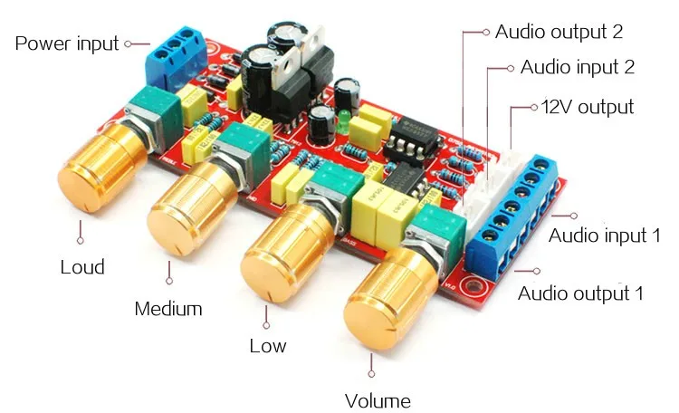 

DIY kit NE5532 HIFI Preamp Amplifier Pre-amplifier Tone Board Kits Treble Alto Bass Volume Control