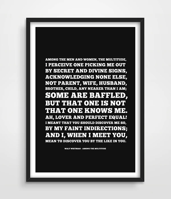 Walt Whitman Poem - Among The Multitude - Modern Poetry Art Print - InspirationalMotivational Poem - Philosophical Poem - Life Success-1
