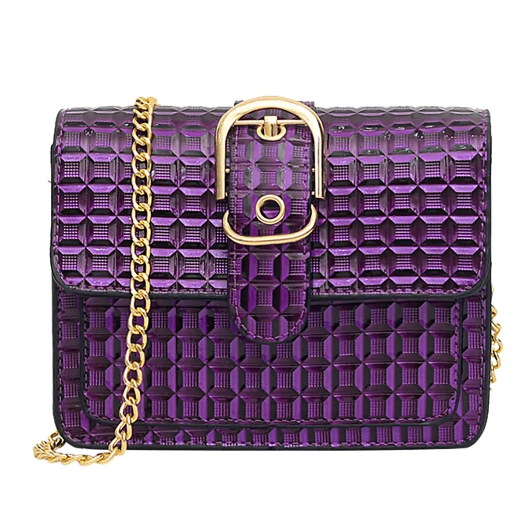 Сумки для женщин женские модные клетчатые сумки через плечо повседневные сумки на цепочке квадратная упаковка посыльного посылка - Цвет: Фиолетовый