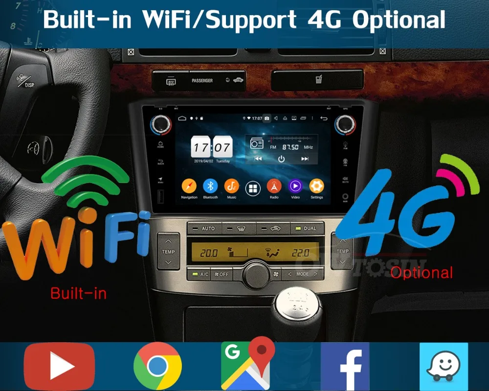 7" IPS 1024*600 8 Core 4GB RAM+64GB ROM Android 9.0 Car DVD Player For Toyota Avensis 2003-2009 DSP Radio GPS Parrot BT Adas