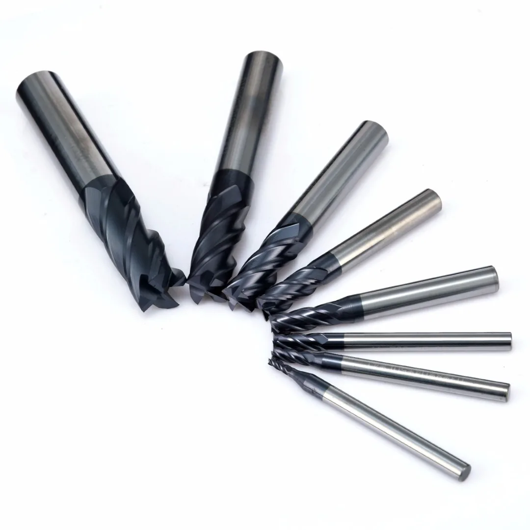 Hot Sale 8Pcs 4 Flutes Milling Cutter Carbide End Mill Set Tungsten Steel Milling Cutter Tool CNC 2-12mm