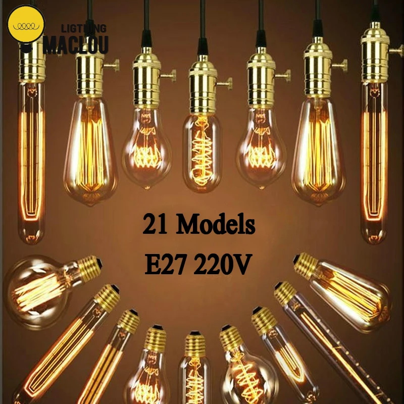 MACLOU Винтаж Edison ЛАМПЫ E27 220 V Ретро лампа 40 WAmpoule лампочка эдисона лампы накаливания