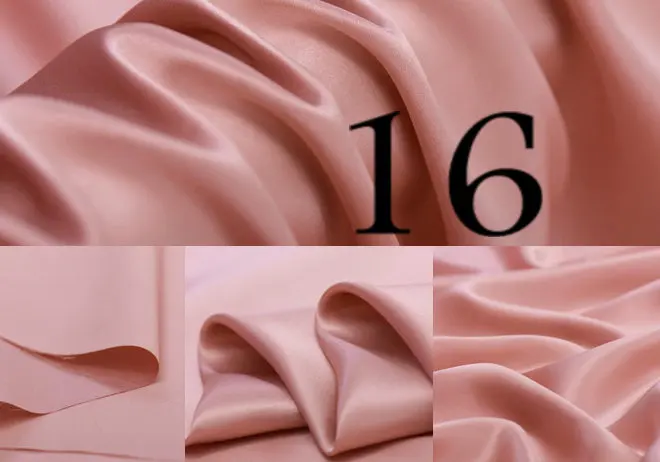 16 momme многоцветный чистый шелк атласная ткань из шелкового шармеза ткань - Цвет: 16 rubber pink