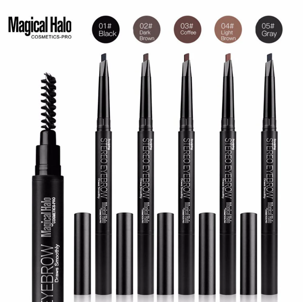 

1 x Eyebrow Pencil Waterproof Eye Brow Eyeliner Eyebrow Double automatic rotation eyebrow pencil+ Brush Cosmetic Tool #Zer