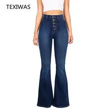TEXIWAS модные новые свободные джинсы женские высокая посадка на пуговице расклешенные джинсовые брюки осенние джинсы повседневные широкие брюки уличная одежда
