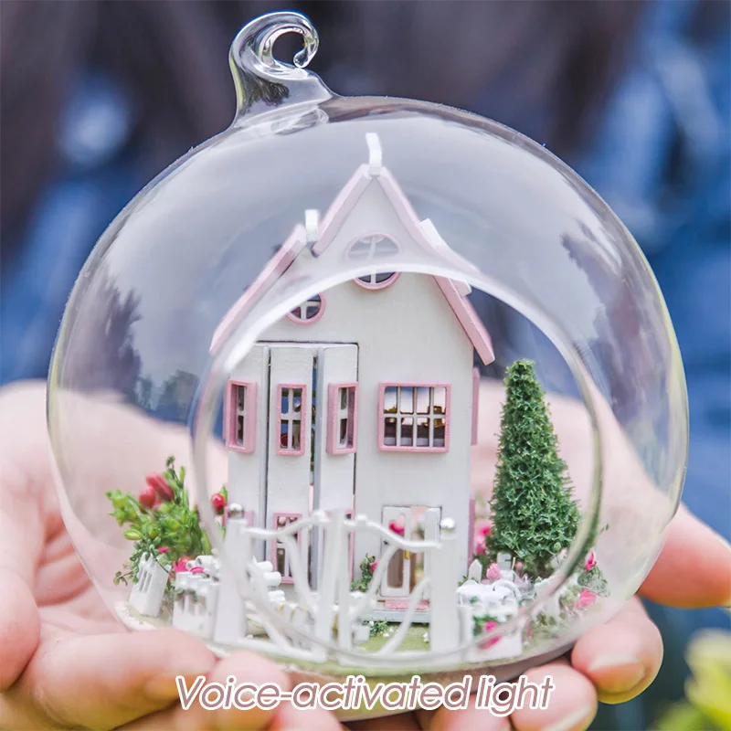 DIY стеклянный деревянный дом 3D миниатюрный сборный Мини Принцесса Романтический