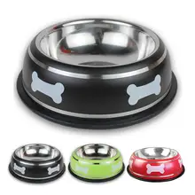 Bone Printed Stainless Steel Pet Dog Bowl Puppy Cat Food Drink Water Dish