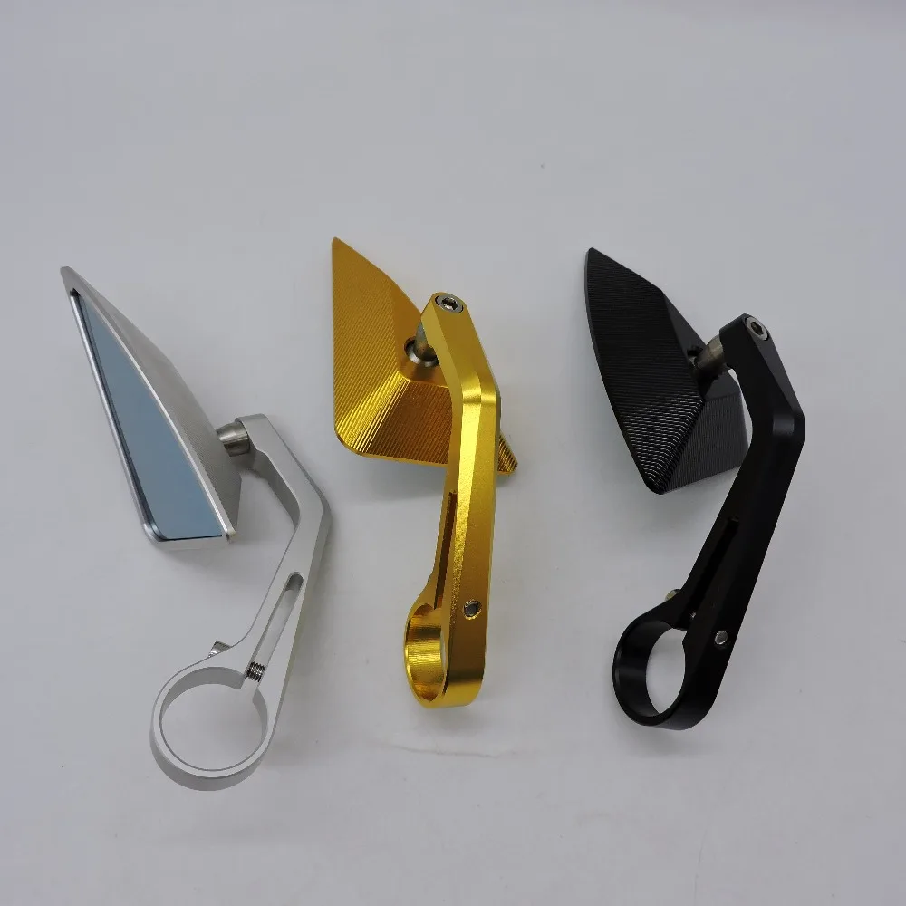

1 Pair 7/8" 22mm Motorcycle Triangle Rear View Black Handle Bar End Side Rearview Mirrors Black Silver Gold