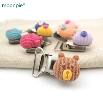 

new 20pcs cartoon cute brown bear shaped Baby Pacifier Clips animal baby Metal Holders Kids Feeding nursing finding EA358-1