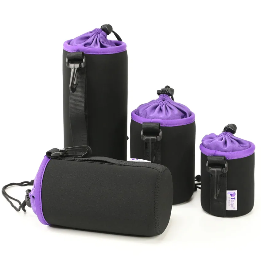 

Black Photo Protective Soft Neoprene DSLR Camera Lens Pouch Protector Bag Soft Short Fluff Case Bags S, M, L, XL Set (4pcs/Pack)