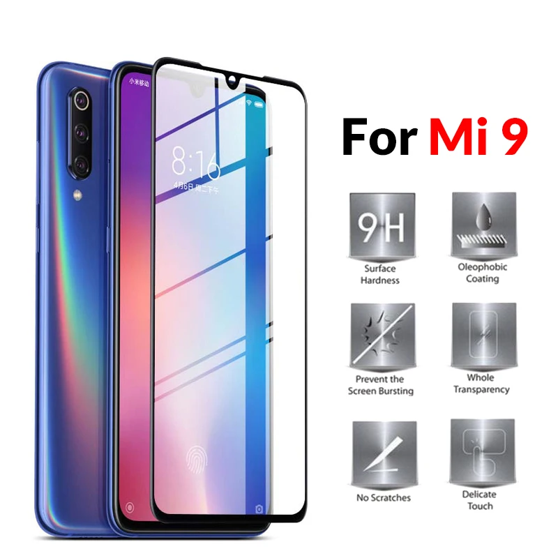 Закаленное стекло для Xiaomi Mi 9 полное покрытие защитное my MI9 глобальная версия