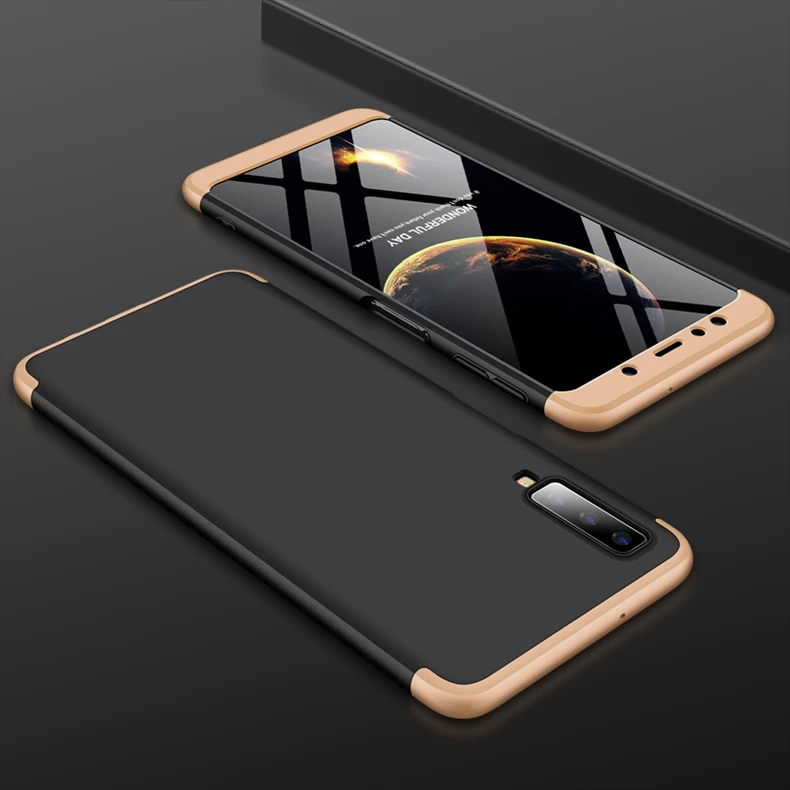 Для samsung A40 чехол 360 чехол для телефона для samsung Galaxy A7 A6 A8 A9 J6 J8 плюс S10 плюс A10 A20 A30 A40 A50 A70 A80 чехол s - Цвет: Gold Black Gold