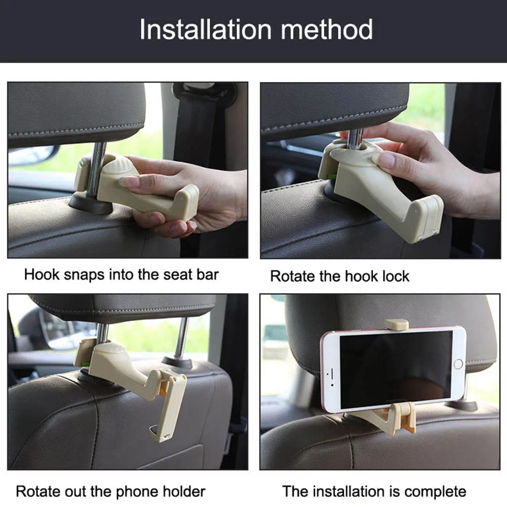

Universal Car Seat Back Hook Bag Hanger Phone Holder Organizer Headrest Mount Storage Hooks Clip UY8