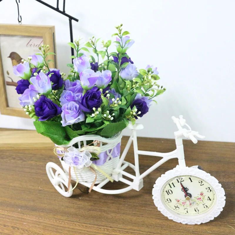 JAROWN Искусственные часы велосипеды Цветочная корзина Шелковый цветок набор для свадебного украшения дома офиса рабочего стола украшения Флорес