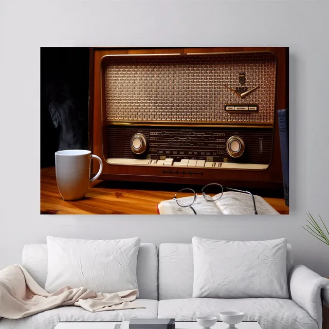 Vintage Oude Radio Canvaskunst Schilderij Poster Muur Foto Voor ... Vintage Oude Radio Canvaskunst Schilderij Poster Muur Foto Voor ...