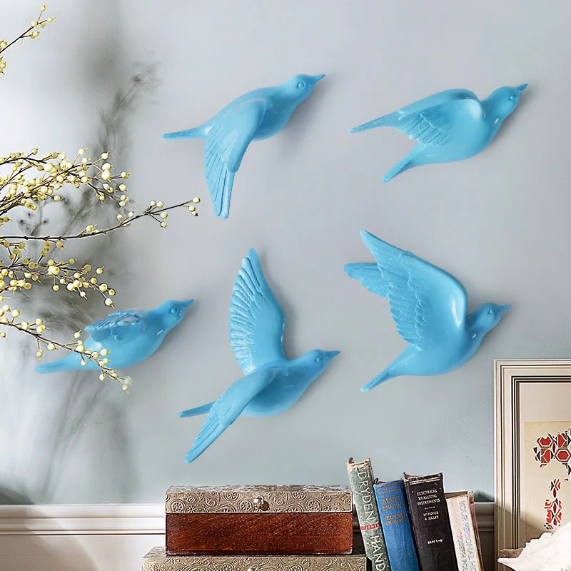 

Simulation Solid Birds Statue Animal Hang Decorations Resin Craftwork Home Living Room Wall Decor 2994