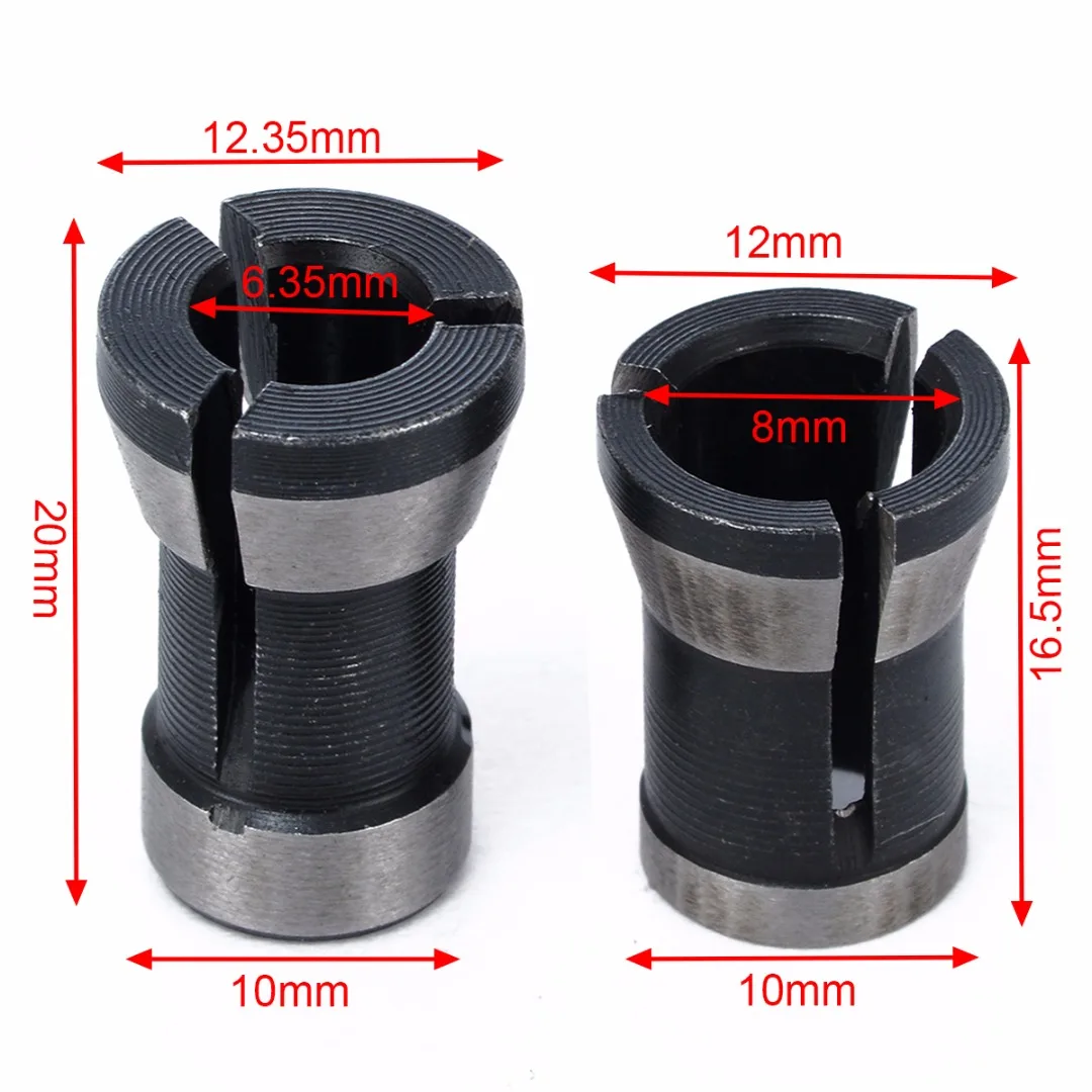 2pcs Precision Fraise Chuck Adaptateur Woodworking Collet 8 mm