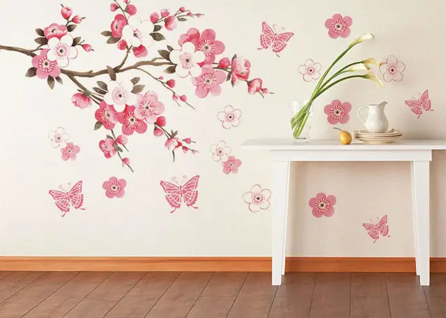 Pink Flowers Erfly Bathroom Decor Removable Large Wall Stickers Pink Flowers Erfly Bathroom Decor Removable Large Wall Stickers Princess Love Room Decoration Art Poster