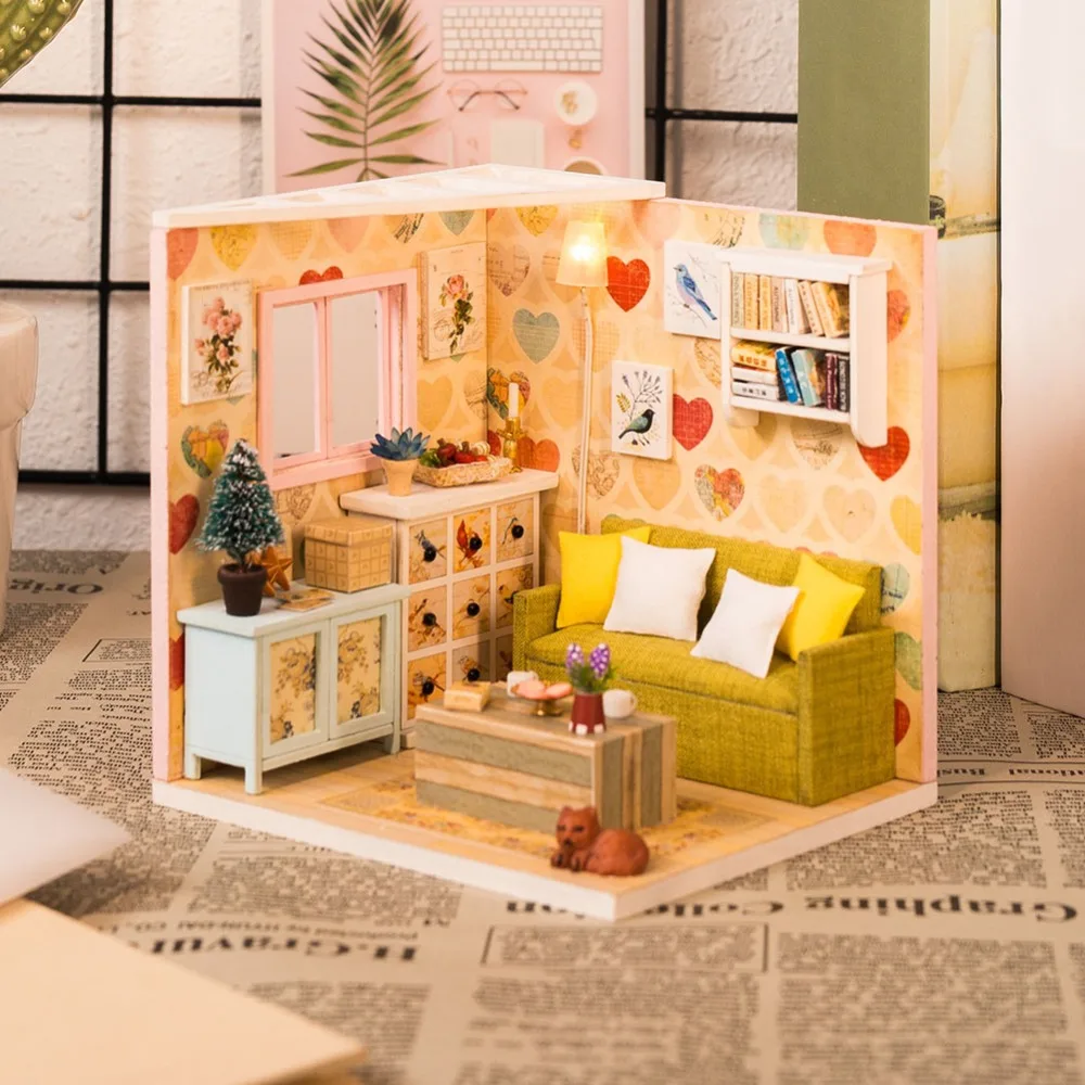 Миниатюрный деревянный кукольный домик Miniaturas кукольный дом мебель сборка 3d Diy кукольный домик головоломка игрушки для детей подарок на день рождения