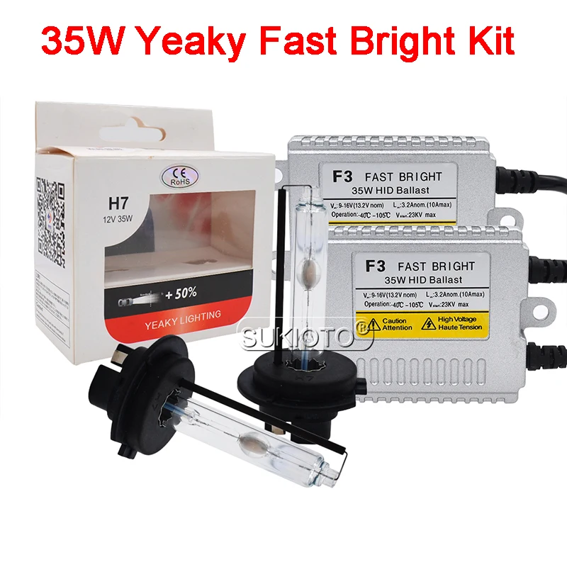 SUKIOTO Yeaky 5500K D2H Xenon HID Kit 35W Yeaky Xenon H1 H3 H7 H11 4500K 6500K HB3 HB4 HID Bulb AC 12V F3 Fast Start Ballast Kit (2)