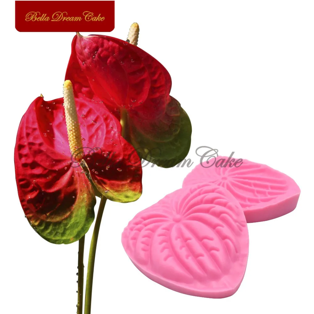 Большая силиконовая форма Anthurium Andraeanum Flower Veiner для мастики помадка сахарная елка