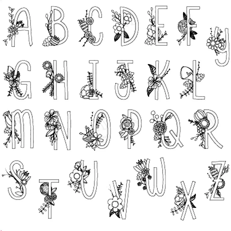 

Flower Alphabet Transparent Clear Silicone Stamp/Seal for DIY Scrapbooking/Photo Album Decorative Cards Clear Stamps 6x6inch