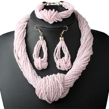 Claire jin маленькие бусы ручной работы с узлом винтажное ожерелье браслет серьги ювелирный набор богемское короткое ожерелье Этнические женские аксессуары