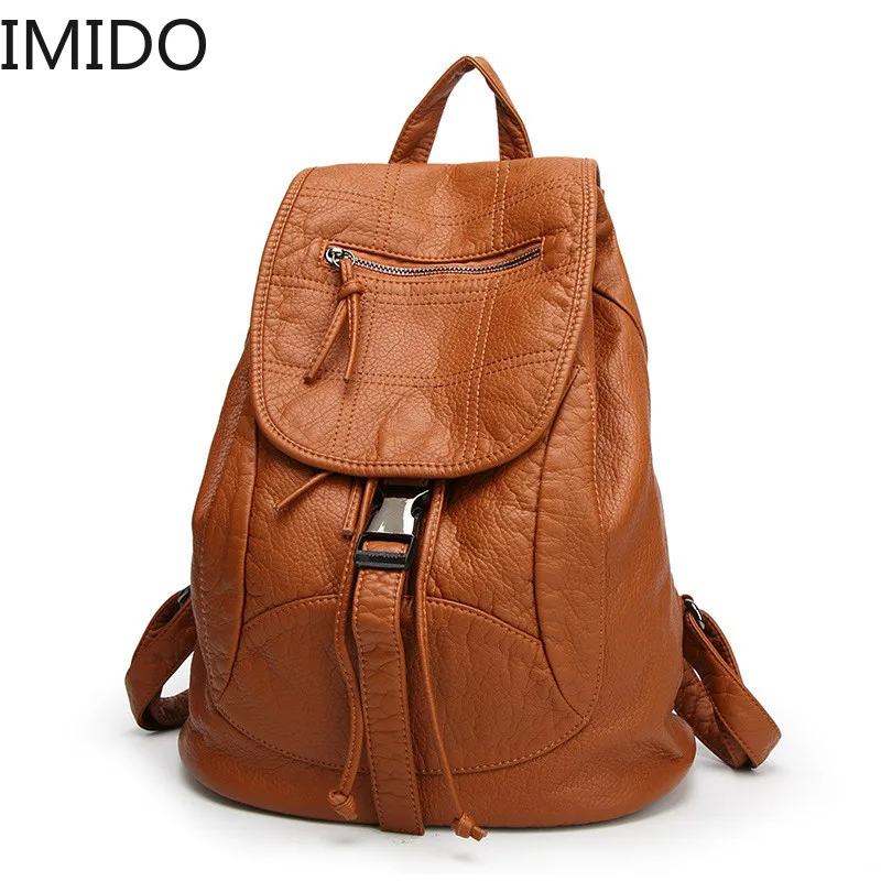 

2019 New Arrival Vintage Soft Leather Feminine Casual College Backpack SchoolBags Backpacks For Teenage Girls Teenagers Female