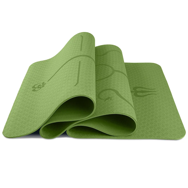 1830*610*6 мм TPE йога коврик позиционный Противоскользящий коврик для начинающих окружающей среды Фитнес-гимнастика коврики с сумкой - Цвет: Зеленый
