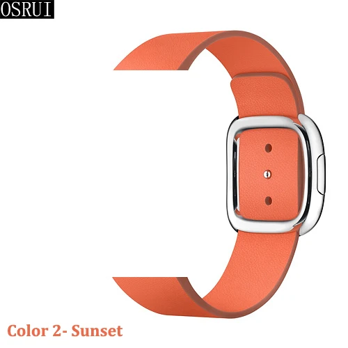 Современный Кожаный ремешок с пряжкой для Apple Watch 42 мм 38 мм 44 мм 40 мм correa iwatch band 4 3 2 1 браслет аксессуары для Apple watch - Цвет ремешка: 2- Sunset