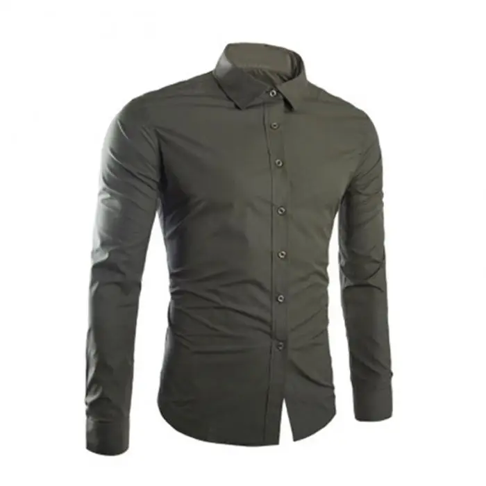 Spring Autumn Men Shirt Long Sleeve Solid Color Easy-care Anti Crease Man Casual Shirts M-3XL GDD99