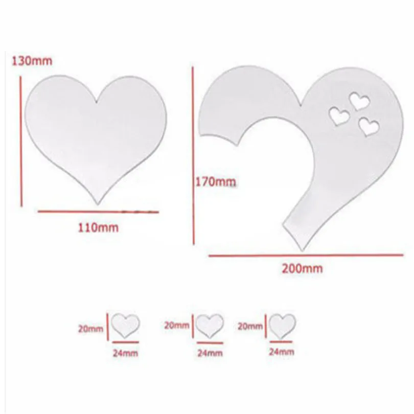 Wall stickers 3D Mirror Love Hearts Wall Sticker Decal DIY Home Room Art Mural Decor Removable Room Decal (1)