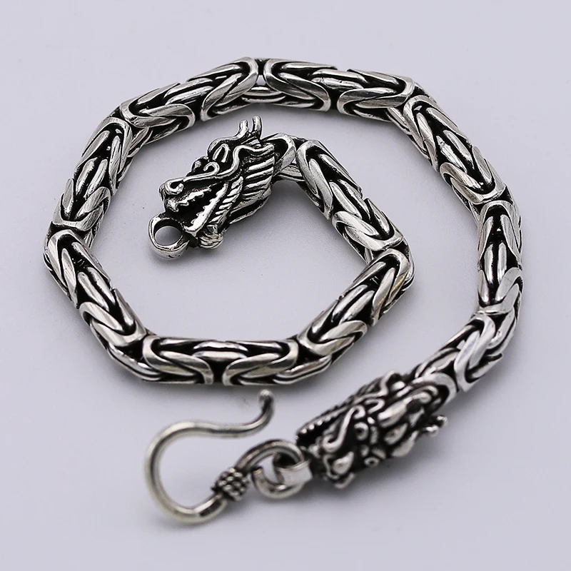 Абсолютно тайский серебряный браслет с драконом Corsair 925 пробы Серебряный винтажный браслет с цепочкой S925 мужской браслет