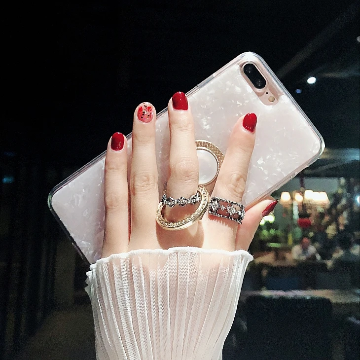 Жемчужный чехол для телефона из горного хрусталя iPhone X Pearl Ring Поддержка Kickstand
